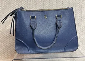 London Fog Navy Leather Handle Bag 3 Compartments‎ thumbnail 1