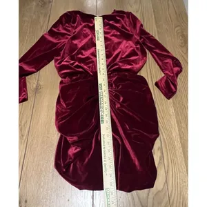 MISA Los Angeles Felt‎ Runched Mini Dress Red Size Small Small Party Preppy thumbnail 8
