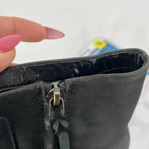 TOMS Evie Leather Women 9 Block Heel Ankle Boot‎ Black Side Zipper Comfy Boho thumbnail 9