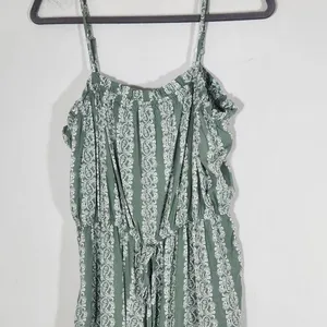 AUW Green Wide Leg Jumpsuit with Paisley Print and Cropped Pants NWT Size XL thumbnail 2