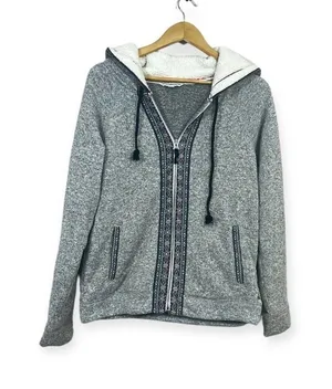 American Eagle Outfitters Women’s Gray Zipped Hoodie Sweatshirt Jacket Sz L thumbnail 1