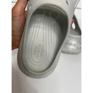 Crocs Classic Crush Glitter Platform Sandals Gray Women’s Size 9 Slip On Chunky thumbnail 9