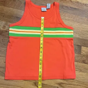 Y2K Vintage Fiorlini International Orange Stripe Tank Top Retro Casual Large thumbnail 4