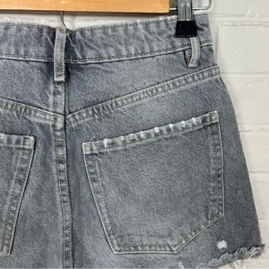 Zara Washed Grey Black Button Fly Distressed Denim Shorts Size 2 thumbnail 12