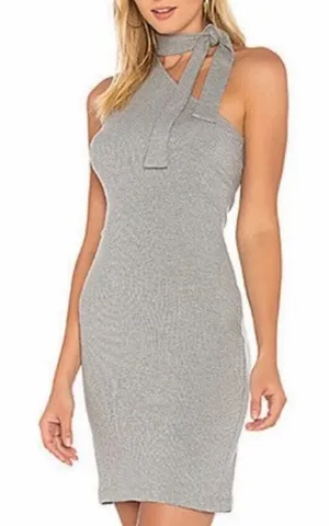 1. State Grey Ribbed Knit Cut Out One Shoulder Dress Size L thumbnail 1