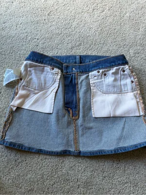 Abercrombie and fitch denim blue mini jean mid rise summer festival short sz 28 thumbnail 8