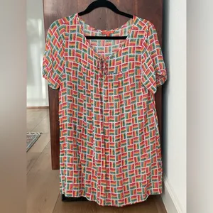 ModCloth Geometric Print Blouse L Retro Boho Teacher Artsy thumbnail 4