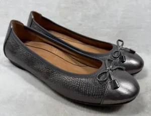 Vionic Minna Gunmetal Silver Snake Skin Ballet Flats Orthotic Size 7.5 thumbnail 1