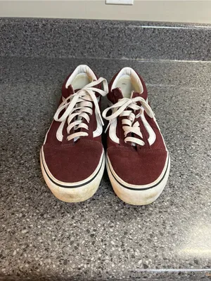 Vans Low-Top Canvas Sneakers in Burgundy and White thumbnail 3