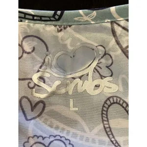 I Love Scrubs Shirt Womens Large Blue Heart V Neck Scrub Tunic Top Medical thumbnail 5