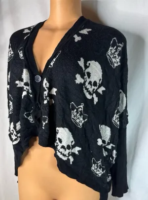 Skull print cardigan Black thumbnail 1