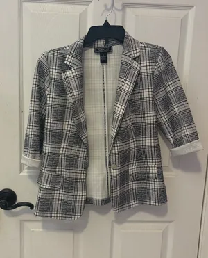 New York Clothing Co. Black & White Plaid Blazer Jacket - Size Small thumbnail 1