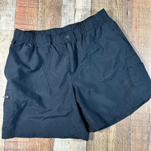 Columbia Black 100% Nylon Cargo Hiking Shorts Elastic Waist Utility Gorpcore S thumbnail 1