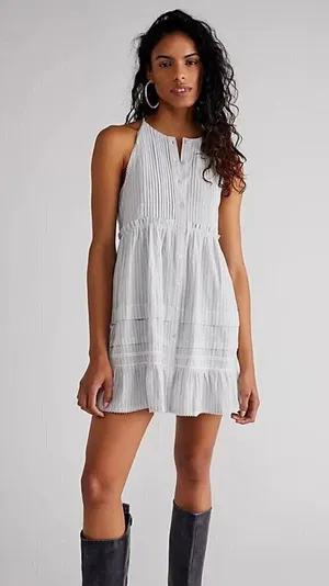 FREE PEOPLE Desert Days Stripe Mini Dress in Ivory Combo Size Medium thumbnail 1