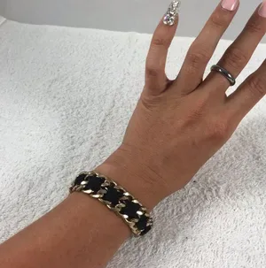 Braided Gold black wrist bracelet thumbnail 2