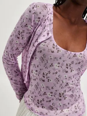 Free People Y2K Coquette Twosie for One Mesh Lilac Ditsy Floral Combo Tank small thumbnail 2