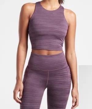 Athleta Conscious Crop‎ in Powervita purple crop top high neck thumbnail 1