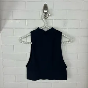 Princess Polly Black Ribbed Mock Neck Compression Stretch Crop Top L/XL thumbnail 7