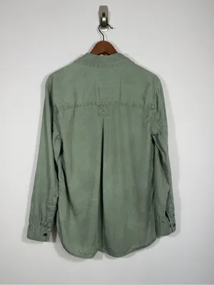 American Eagle Sage Green Lyocell Button Front Utility Shirt Medium thumbnail 2