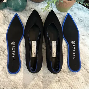Rothy’s Women's The Point Flats Size 8W Black Blue Knit Slip On Shoes thumbnail 13