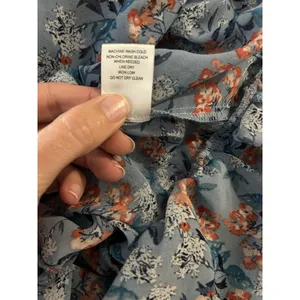 Gypsies & Moondust Flutter Sleeve Dusty Blue Floral Maxi Dress S, Ruffle Hem thumbnail 13