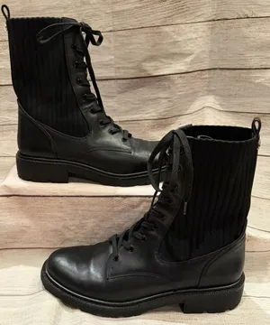 $249 Sam Edelman Lydell Combat Boot Black Leather/Knit Women’s Size 10 thumbnail 1