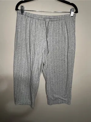 Lauren Ralph Lauren Essentials Bingham Knits Gray White Striped Capri Pajama Set thumbnail 9