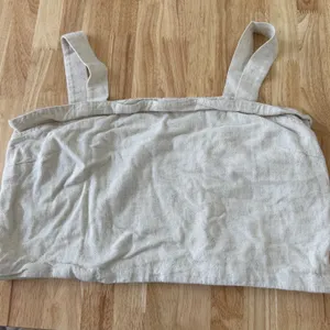 American Eagle Tan Linen Cropped Tank Size XL Smocked Back Festival Boho Casual thumbnail 1