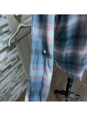 TOMMY Hilfiger women button down shirt top blouse plaid Sz M thumbnail 5