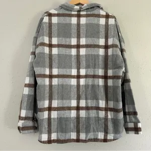 NWOT Plaid Gray and Brown Women's Jacket Shacket Button Down Sweater Casual XL thumbnail 6