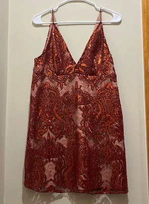 Free People Night Shimmer Mini Dress Magic Amethyst Size 12 thumbnail 1