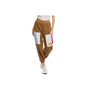 Eleven Paris Cozy Sherpa Fleece Cargo Jogger Pants ColorBlock PatchPocket Detail thumbnail 2