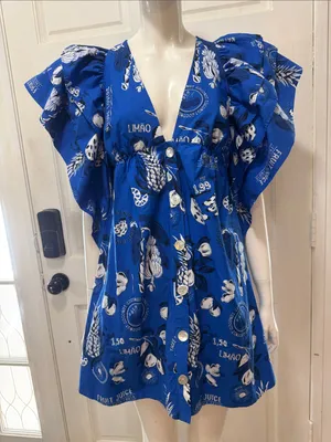Farm Rio Flutter-Sleeve Babydoll Mini Dress Size XSmall thumbnail 4