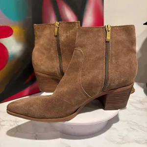 Franco Sarto Brown Suede Pointed Toe Ankle Booties Size 8.5 thumbnail 5