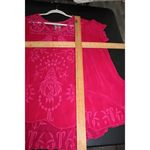 Johnny Was Tunic Top Womens L Pink Great Embroidered Crochet Rayon C17318-2 thumbnail 5