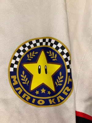 Nintendo Brand New Mario Kart Racing Jacket Large Cream Graphic Bomber thumbnail 6