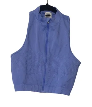 Gymshark Womens Corset Seamless‎ Full Zip Crop Tank Top Blue Mock Neck Size M thumbnail 1