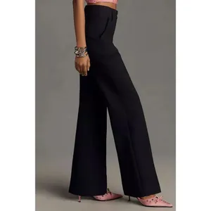 ✨Anthropologie Maeve The Naomi Ponte Wide-Leg Flare Navy Sz 4 Pants✨ thumbnail 6