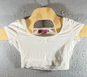 1273 | Edikted Coquette‎ Lace Trim Bow Baby Tee Crop Top White Womens S thumbnail 1
