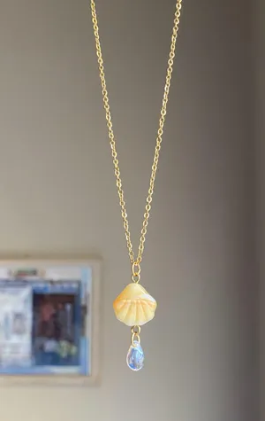 Handmade gold tone stainless steel boho chic quality glass beads necklace🌀🐚🌊 thumbnail 3