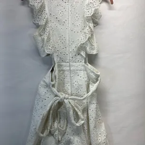 Blue Blush Eyelet Jumpsuit Cropped 100% Cotton Women S White Whimsical Girly Fun thumbnail 5
