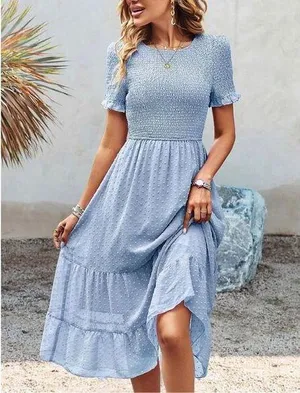 NEW Ruffle Ruffle Dress A-Line High Waist Boho Dress S thumbnail 1