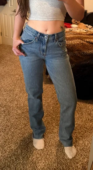 Abercrombie straight mid rise jeans xlong thumbnail 1