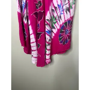 Pepper‎ Free Size Pink Dress Asymmetric Floral Tie Dye Lace Beachy Boho Hippie thumbnail 3