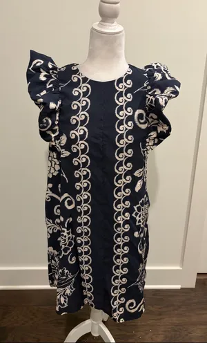 TCEC Navy Flutter Sleeve Dress Sz M thumbnail 1