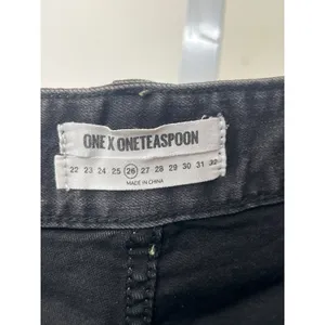 NWT One Teaspoon Sz 26 Lovers Le Duke Black Distressed Low Waist Jean Shorts thumbnail 2