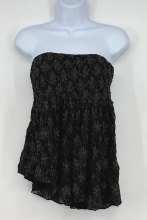 Free People Womens‎ Black Lace Asymmetrical Strapless Top Size M Boho Goth NWT thumbnail 1