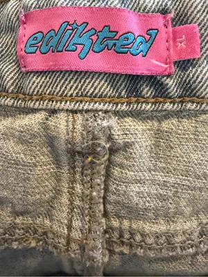 EDIKTED Light Wash Wide Leg Baggy Jeans Womens XL Y2K Double Button thumbnail 7