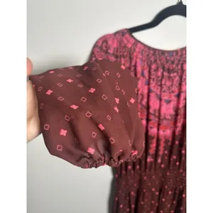 Chelsea‎ & Violet Small Womens Maxi Dress Long Sleeve Burgundy Boho Peasant thumbnail 2