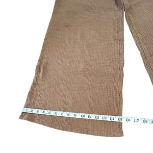 Aerie Brown Gauze Wide Leg Pants Elastic Waist Patch Pocket Boho Beachcore thumbnail 6